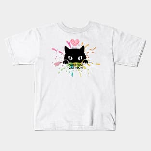 Peeking Cat Mom And Mix Paint Kids T-Shirt